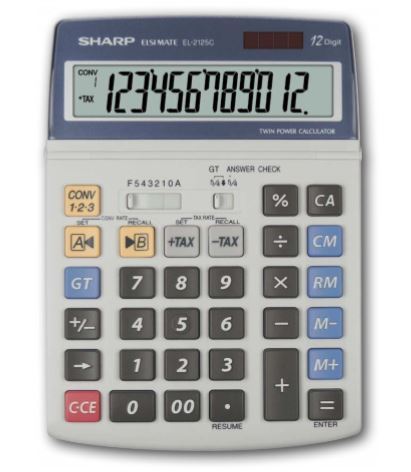 Image of Sharp EL2125C calcolatrice Desktop Calcolatrice finanziaria Nero, Blu, Grigio