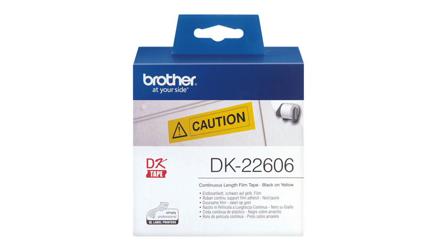 Image of Brother DK-22606 nastro per etichettatrici Nero su giallo