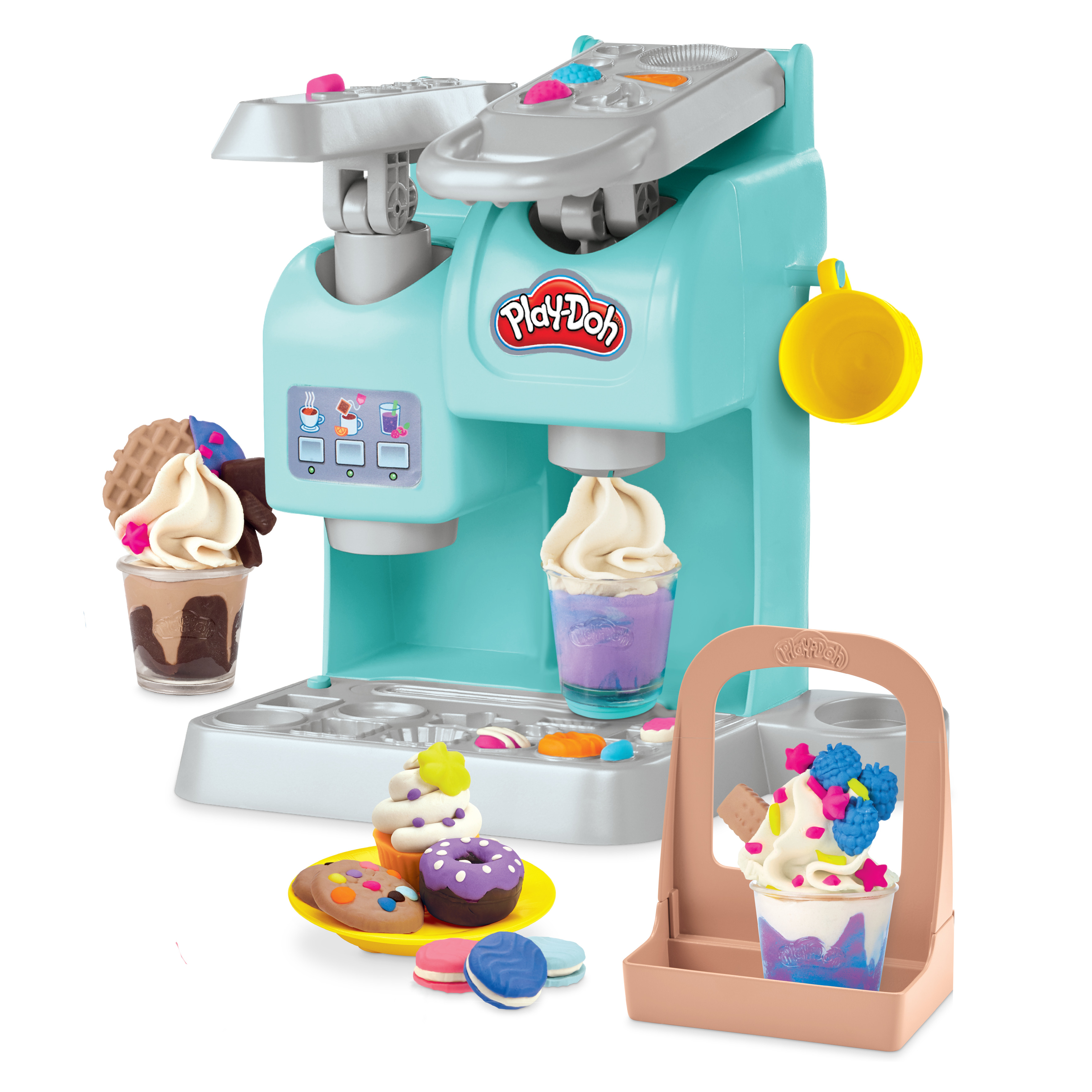 Image of Play-Doh Kitchen Creations La Caffetteria Super Colorata di , playset con 20 accessori e 8 vasetti di pasta modellabile atossica, per bambini dai 3 anni in su