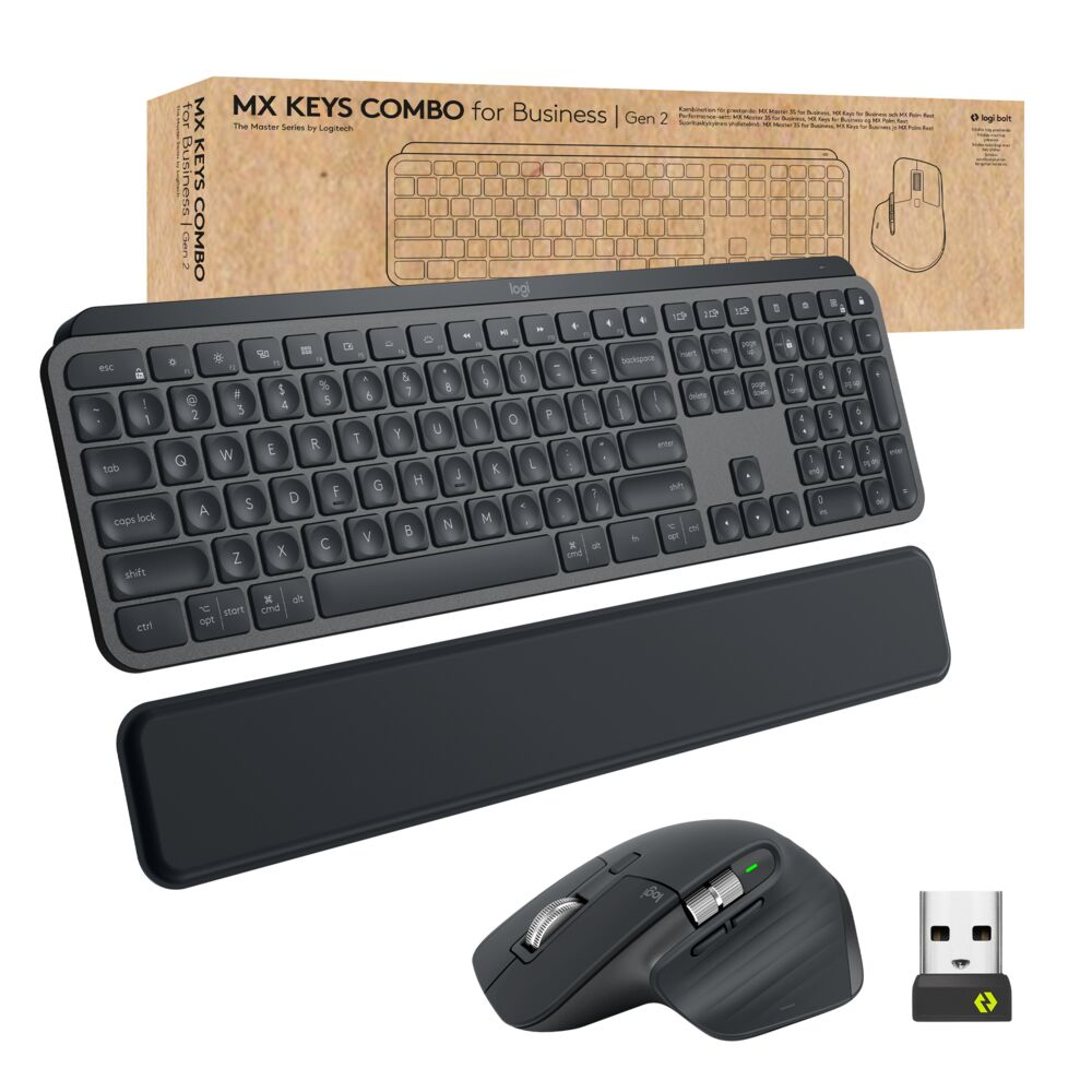 Image of Logitech MX Keys combo for Business Gen 2 tastiera Mouse incluso RF senza fili + Bluetooth QWERTY Inglese britannico Grafite