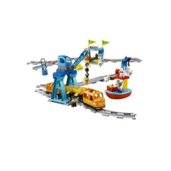 Image of LEGO DUPLO 10875 Il Grande Treno Merci, Set Push & Go, Luci e Suoni, Gru Giocattolo