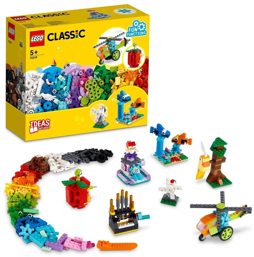 Image of LEGO Classic 11019 Mattoncini e Funzioni, Giocattoli Creativi, 7 Mini Costruzioni con Meccanismo e Ingranaggi, Idea Regalo