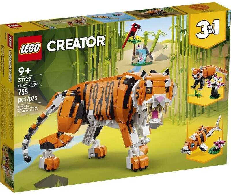 Image of LEGO Creator 31129 3 in 1 Tigre Maestosa, si Trasforma in Panda o Pesce, Giocattolo Creativo con Animali, Regalo 9+ Anni