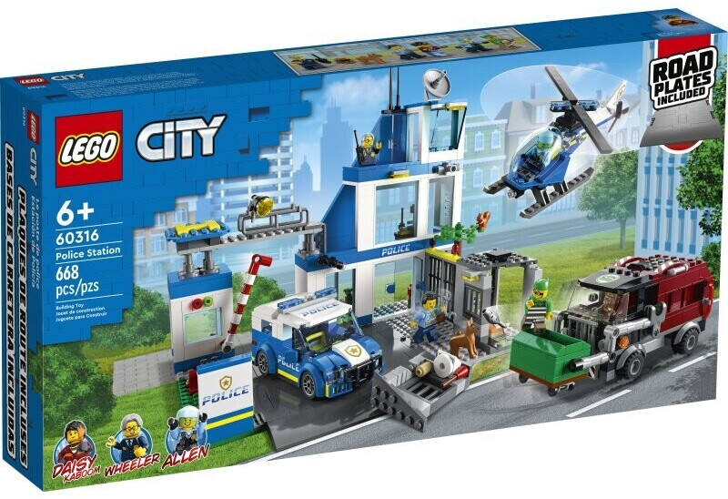 Image of LEGO City Police 60316 Stazione di Polizia, con Camion della Spazzatura ed Elicottero Giocattolo, Giochi per Bambini
