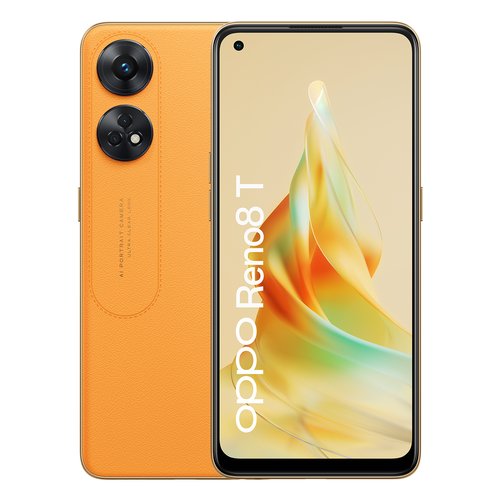 Image of OPPO Reno 8 RENO8 T Smartphone 4G, Fotocamera da 100MP+2+2MP, Selfie 32MP, Display 6.43” 60HZ AMOLED, 5000mAh, RAM 8GB(Esp 12GB/14GB/16GB) + ROM 128GB(Esp 1TB), 180g, [Versione Italia], Colore Orange