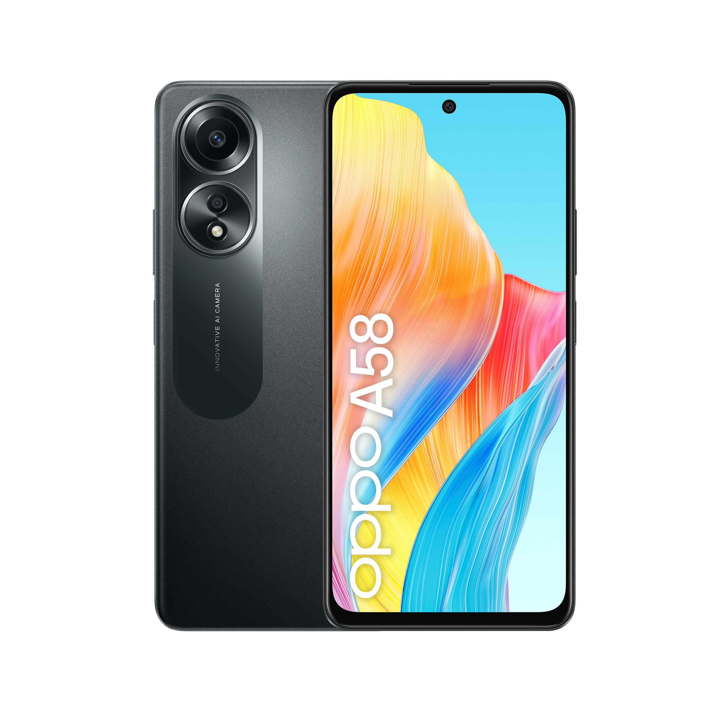 Image of OPPO A58 4G Smartphone, AI Doppia fotocamera 50+2MP, Selfie 8MP, Display 6.72” 60HZ LCD FHD+, 5000mAh, RAM 6 (Esp 2GB/4GB/6GB)+ROM 128GB (esp1TB), IP54, [Versione Italia],Glowing Black
