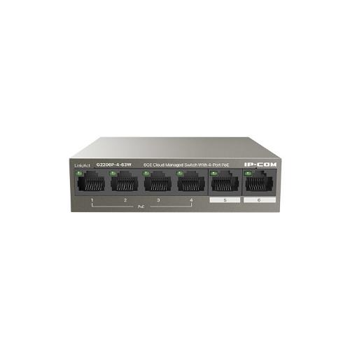Image of SWITCH POE IP-COM G2206P-4-63W -4 × porte Ethernet Base-T 10/100/1000 PoE, 2 porte uplink 10/100/1000,estens.di rete fino a 250m