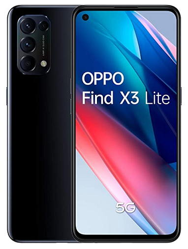 Image of OPPO Find X3 Lite Smartphone 5G, Qualcomm 765G, Display 6.43 FHD+AMOLED, 4 Fotocamere 64MP, RAM 8GB ESPANDIBILE FINO A 13GB+ROM 128GB, 4400mAh, Dual Sim, [Versione Italiana], Colore Starry Black