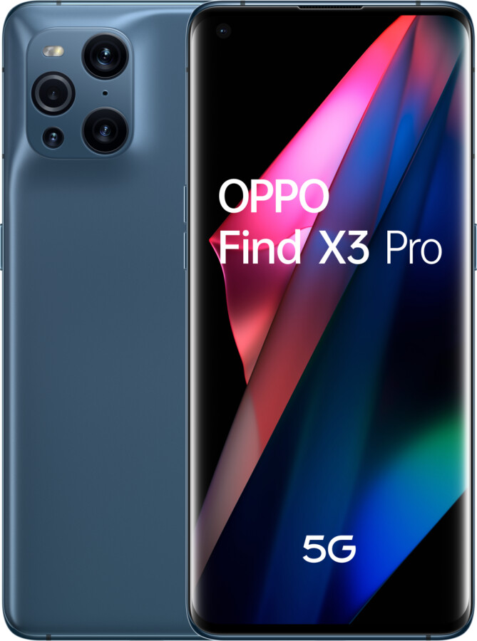 Image of OPPO Find X3 Pro Smartphone 5G, Qualcomm 888, Display 6.7QHD+AMOLED 120Hz, 4 Fotocamere 2*50MP, RAM 12GB+ROM 256GB, 4500mAh, WiFi6, Dual Sim, [Versione Italiana], Colore Blue
