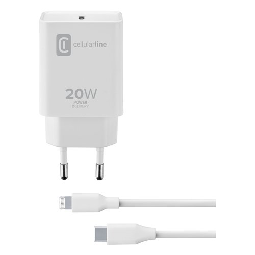 Image of Cellularline USB-C Charger Kit 20W - USB-C to Lightning - iPhone 8 or later