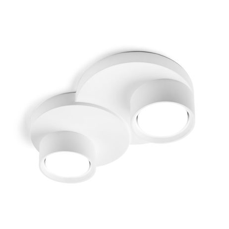 Image of Plafoniera design Demetra bianco, in gesso, 6x28 cm, 2 luci TECNICO Vedi i dettagli del prodotto