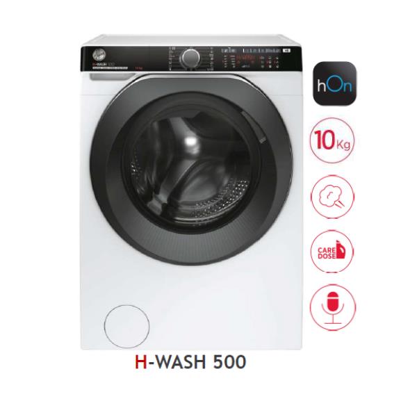 Image of Hoover H-WASH 500 lavatrice Libera installazione Caricamento frontale 10 kg 1600 Giri/min A Nero, Bianco