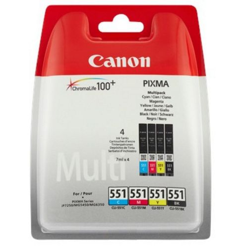Image of Canon CLI-551 C/M/Y/BK w/sec cartuccia Inkjet 4 pz Originale Resa standard Nero, Ciano, Magenta, Giallo