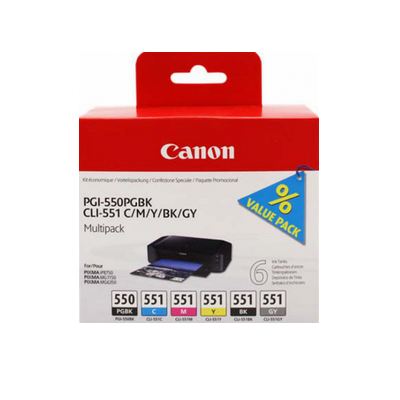 Image of Canon Cartuccia Inkjet Multipack PGI-550 PGBK / CLI-551 BK/C/M/Y/GY
