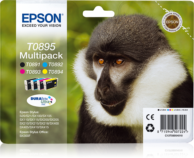 Image of Epson Monkey Multipack 4 colori Nero,Ciano,Magenta e Giallo