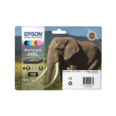 Epson Elephant Multipack 6-colours 24XL Claria Photo HD Ink