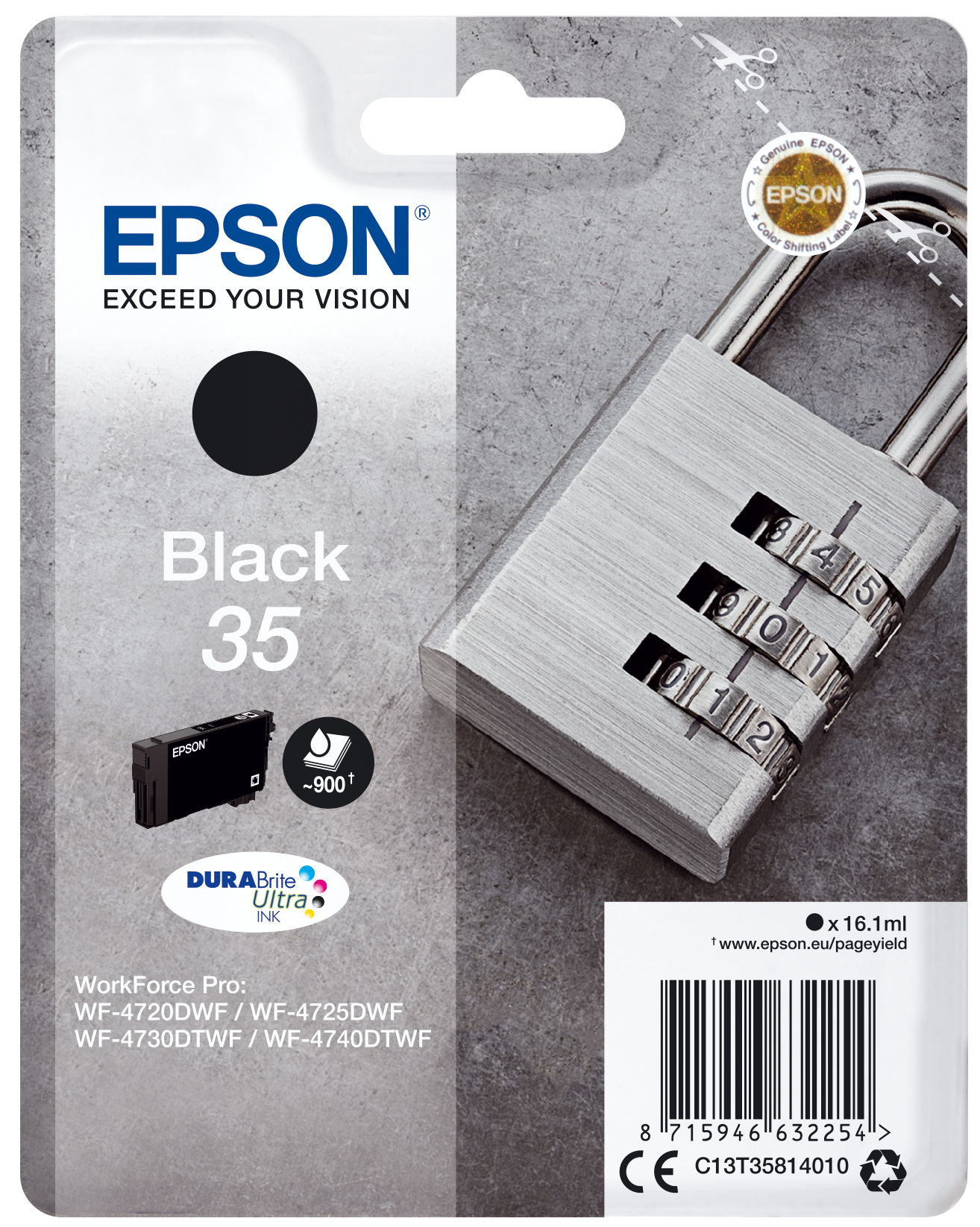Image of Epson Padlock Singlepack Black 35 DURABrite Ultra Ink