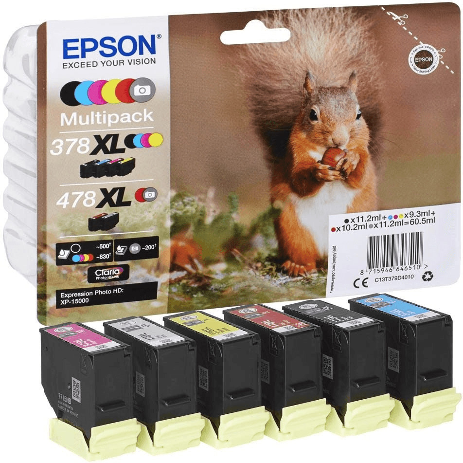 Image of Epson Squirrel Multipack 6-colours 378XL / 478XL Claria Photo HD Ink