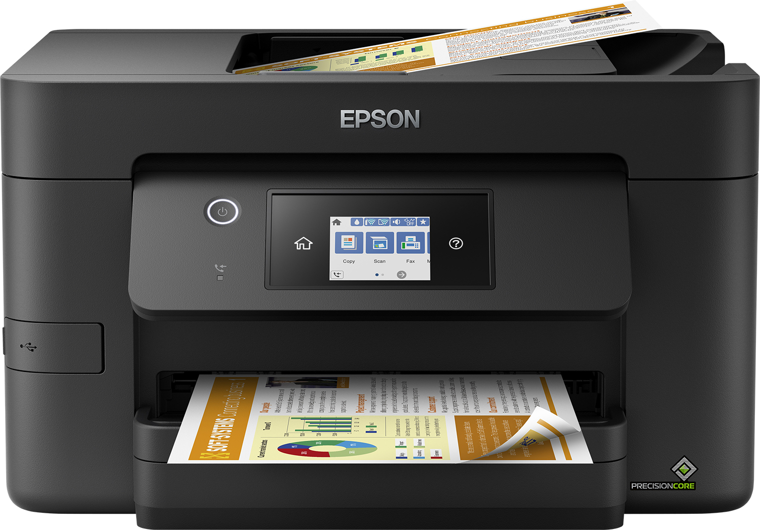Image of Epson WorkForce Pro WF-3825DWF, stampante multifunzione A4 getto Inkjet (stampa, scansione, copia), Display LCD 6.8cm, WiFi Direct, 3 mesi inchiostro incluso con ReadyPrint