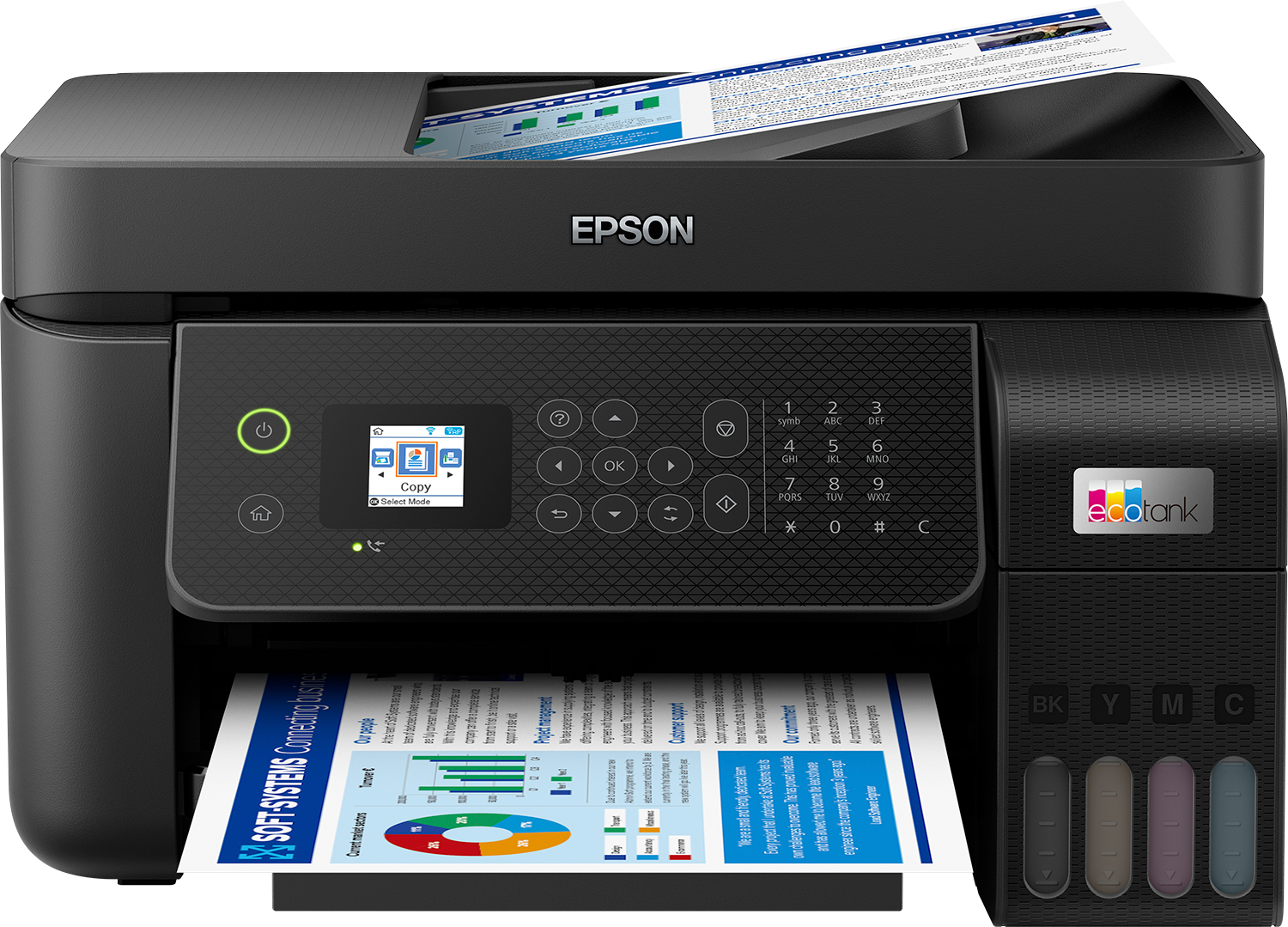 Image of Epson EcoTank ET-4800 stampante multifunzione inkjet 4-in-1 A4, serbatoi ricaricabili alta capacità, 5 flaconi inclusi pari a 14000pag B/N 5200pag colore, Wi-FI Direct, USB