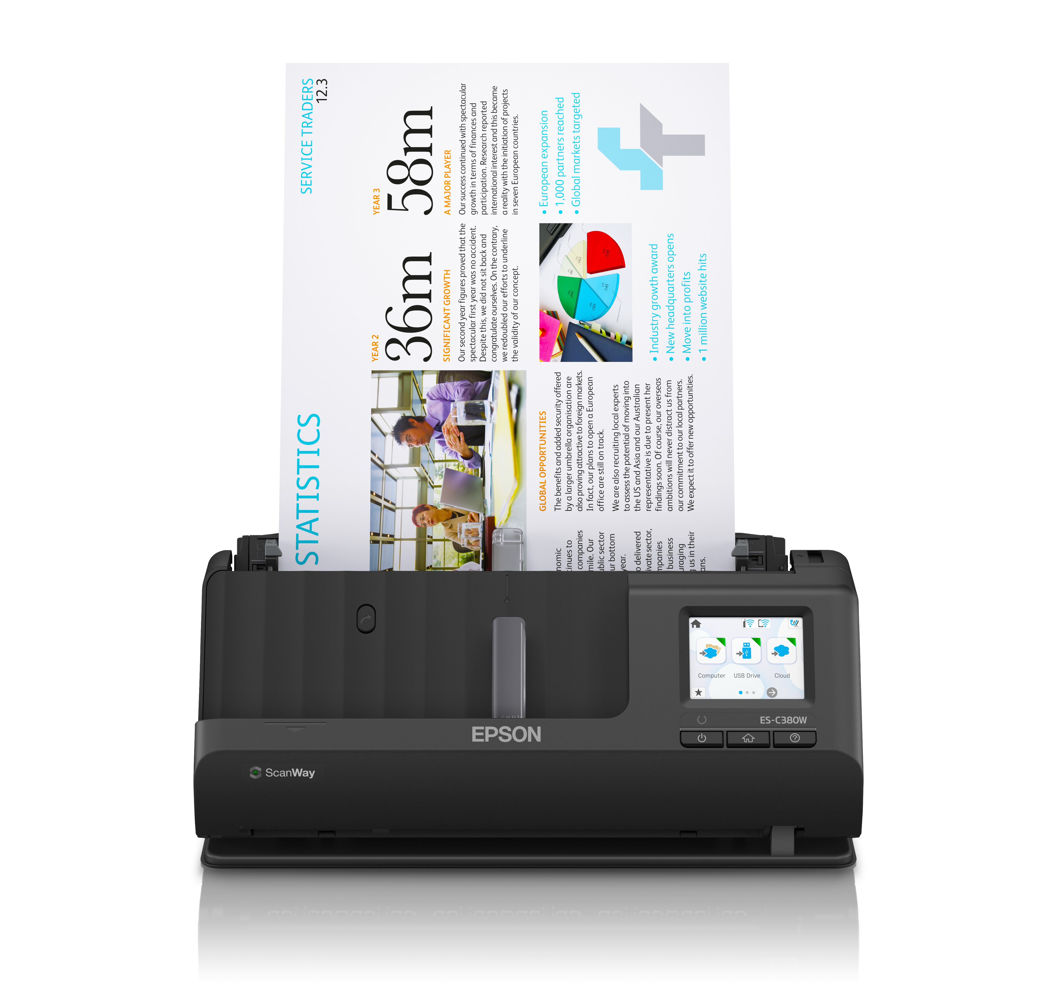Image of Epson ES-C380W Scanner con ADF + alimentatore di fogli 600 x 600 DPI A4 Nero