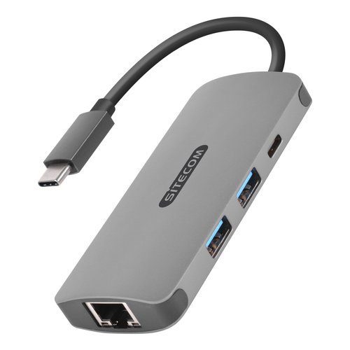 Image of HUB Sitecom CN-378 USB C to Gigabit LAN con PD Gray