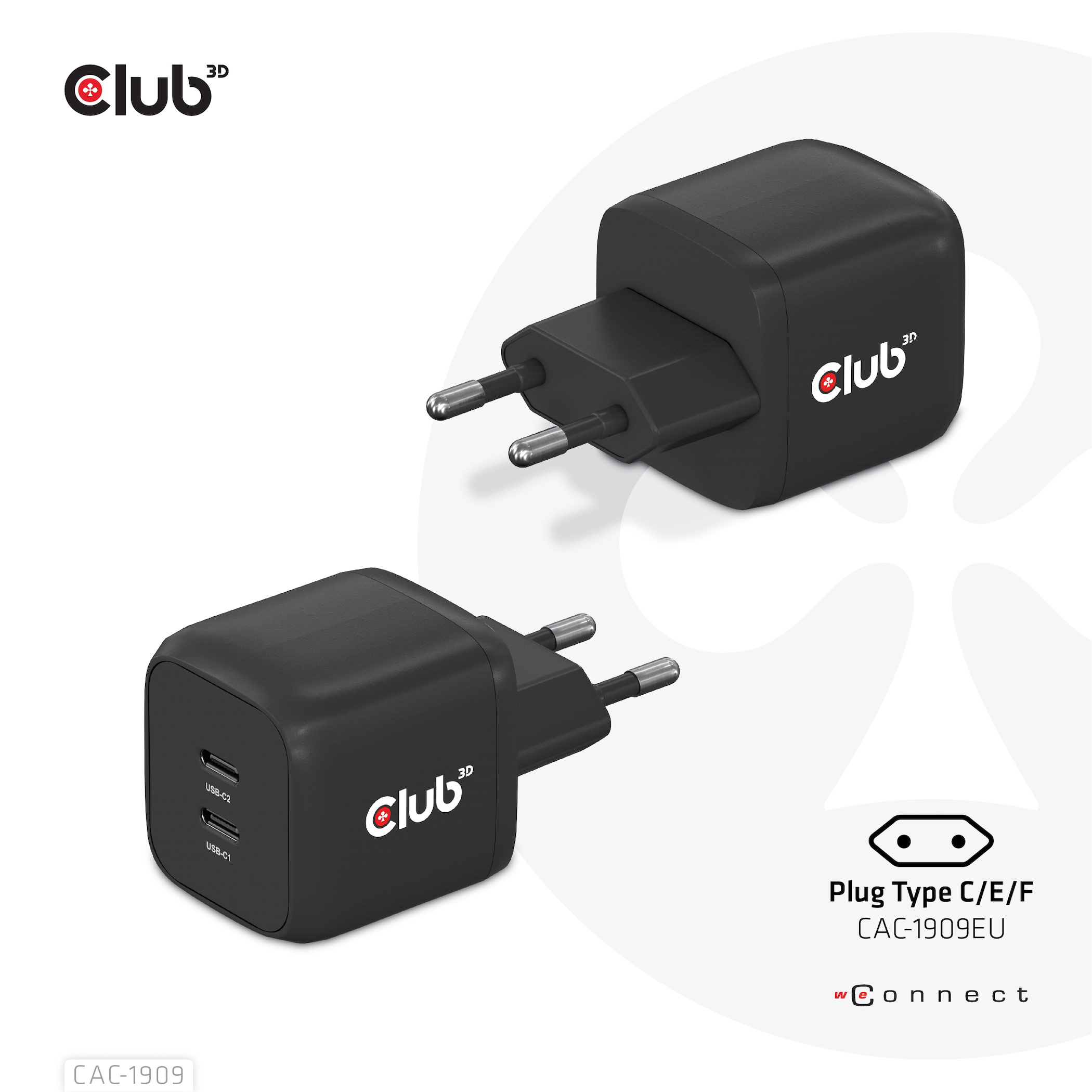 Image of CLUB3D CAC-1909EU Caricabatterie per dispositivi mobili Telefono cellulare, Computer portatile, Smartphone Nero AC Interno