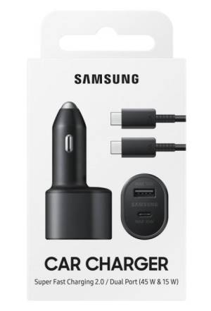 Image of Samsung Caricatore Auto 45W+15W EP-L5300 USB-C+USB-A Black