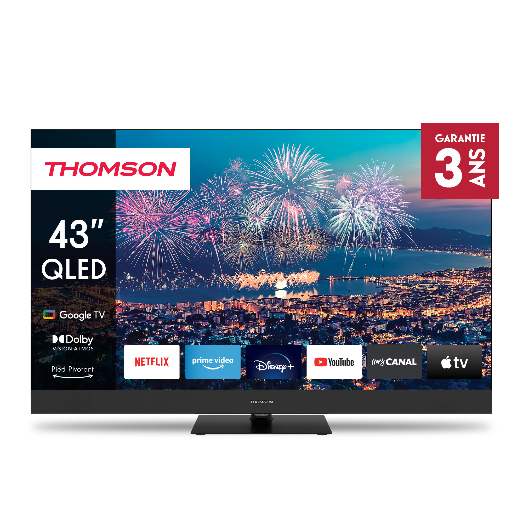 TV 43THOMSON UHD SMART 4K QLED T2/C2S2 GOOGLE TV FRONT SPEAK PIEDE