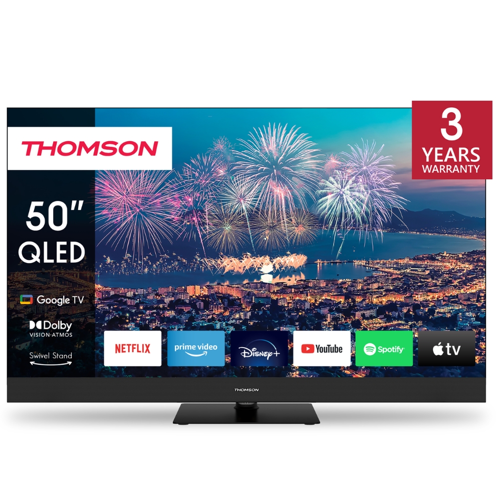 TV 50 THOMSON UHD  SMART 4K QLED T2/C2S2 GOOGLE TV FRONT SP PIEDE