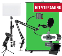 Image of Kit Streaming - Green Screen + Webcam W401L + Microfono M100 e braccio + Lampada e supporto