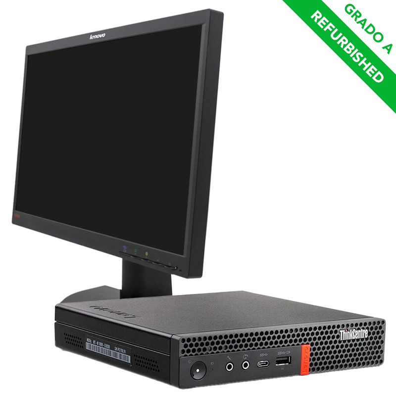 LENOVO THINKCENTRE M920Q TINY - PC DESKTOP MINI - CPU INTEL I5 GEN. 8 - RAM 8GB - STORAGE 256GB - W11 PRO + MONITOR 22 - 1Y - REFURBISHED GRADO A