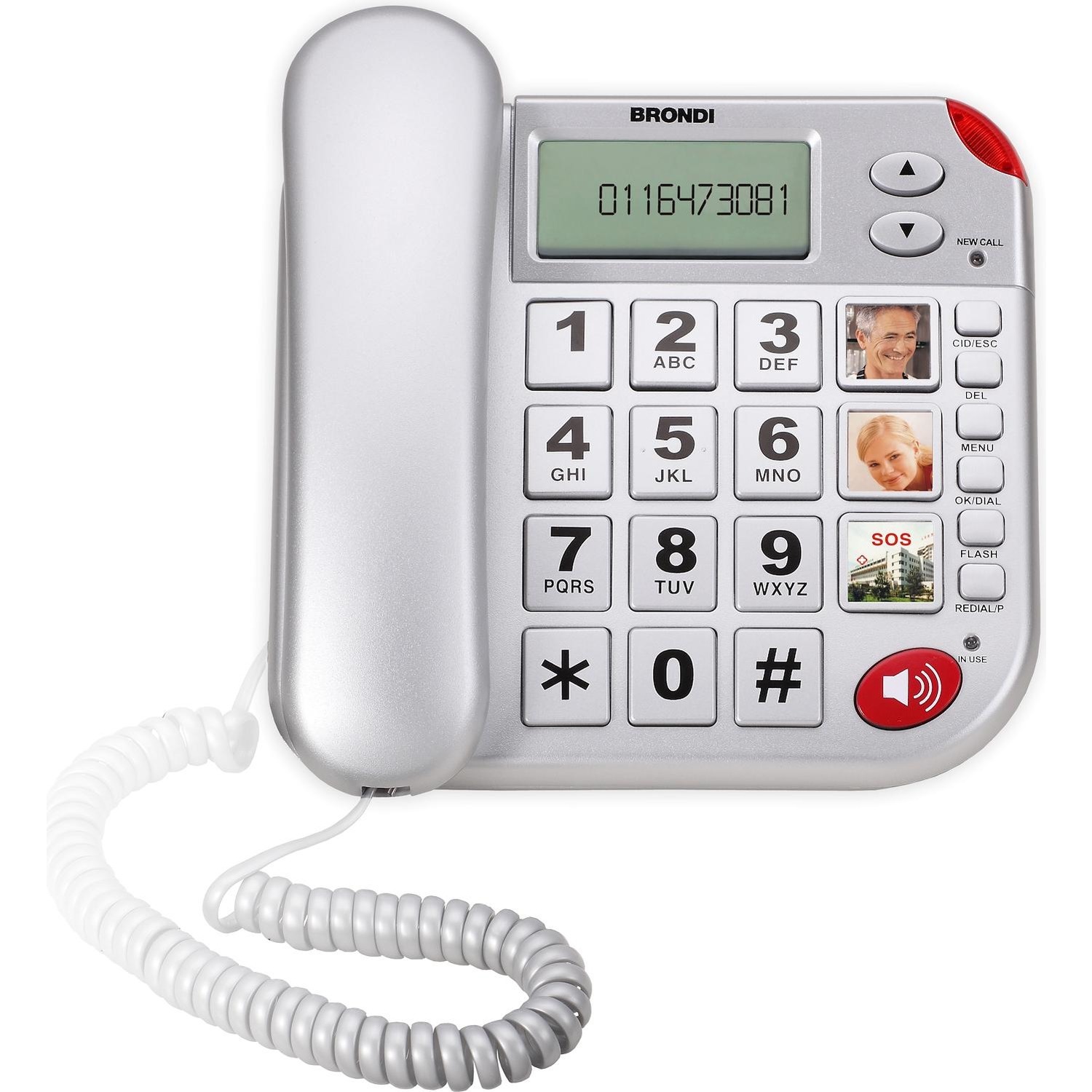 Telefono a filo Brondi Superbravo Plus grey argento