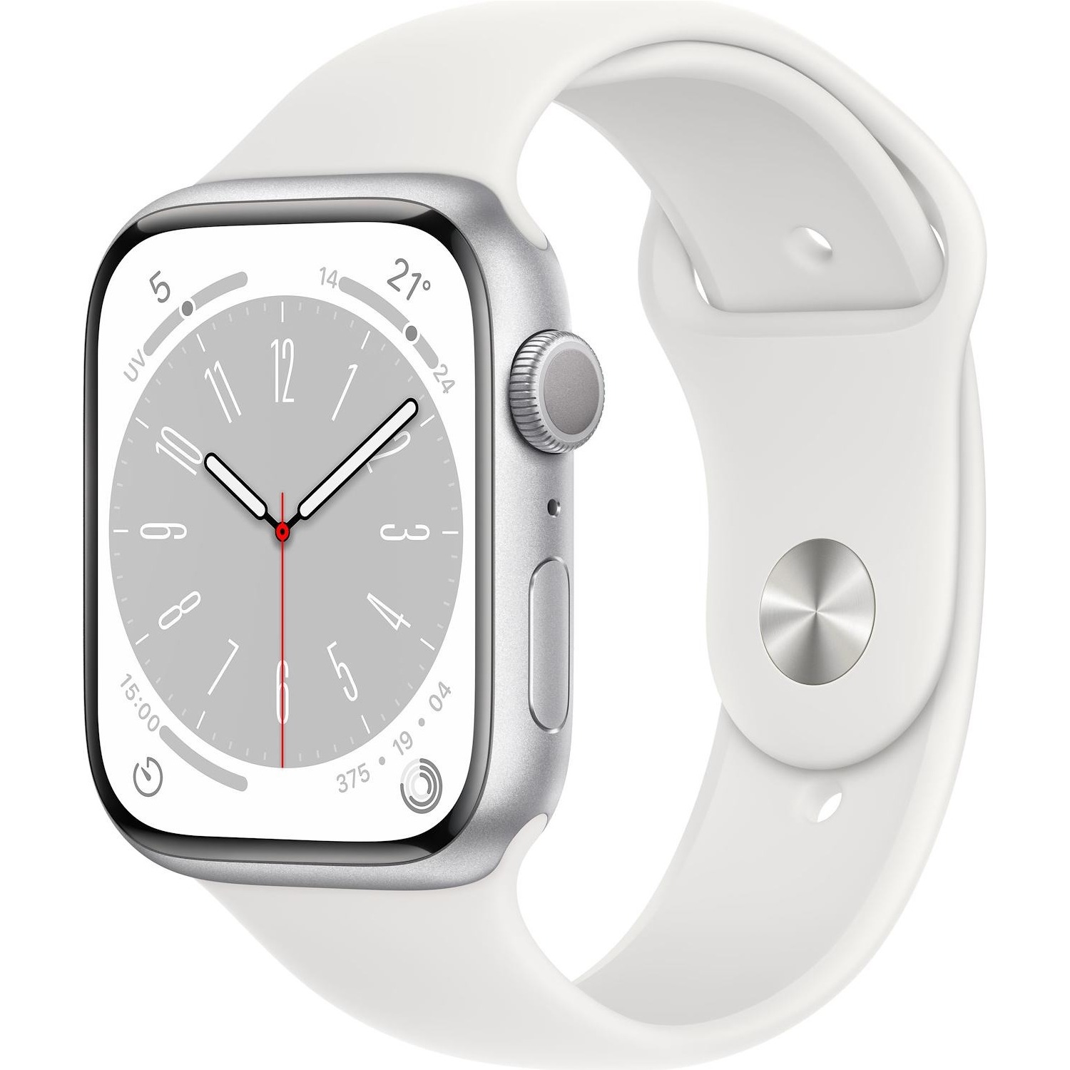 Image of Smartwatch Apple Watch Serie 8 GPS cassa 41 mm in alluminio silver con cinturino sport bianco