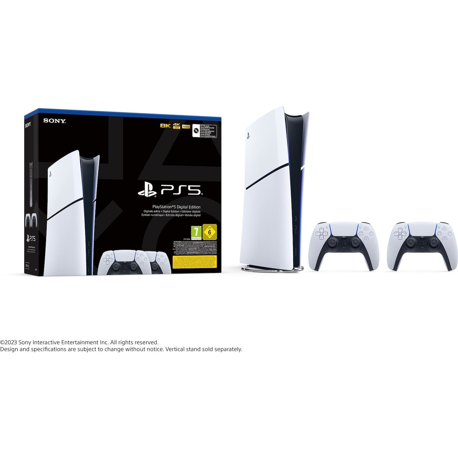 Image of Sony PlayStation PS5 Digital Slim + 2° Controller DualSense White