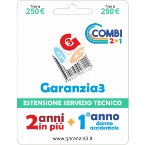 GARANZIA3 COMBI - 2ANNI+1ANNO PER DANNO ACCIDENTALE VALORE MASSIMALE DI COPERTURA250 Prodotto virtuale