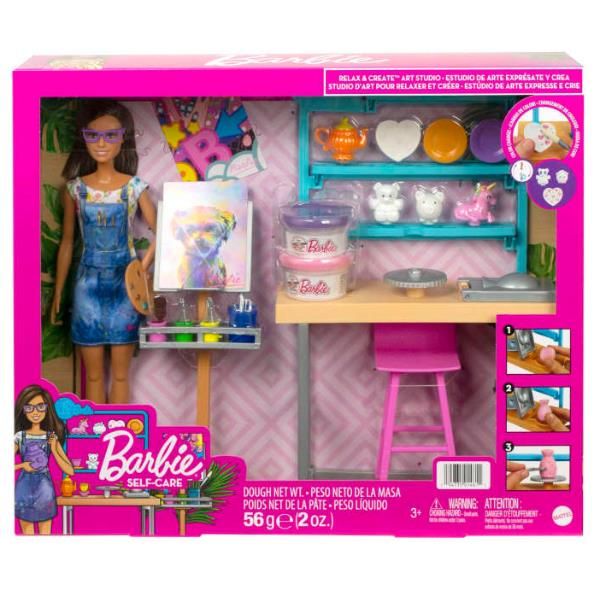 Barbie Relax and Create Atelier - Playset con Bambola e Plastilina per Vasi  e Pittura - 25+ Accessori - Alta 29 cm - Regalo per Bambini 3-7 Anni