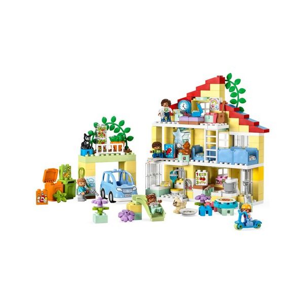 LEGO DUPLO 10994 Casetta 3 in 1, Casa delle Bambole, Auto Push-and-Go, 7  Figure