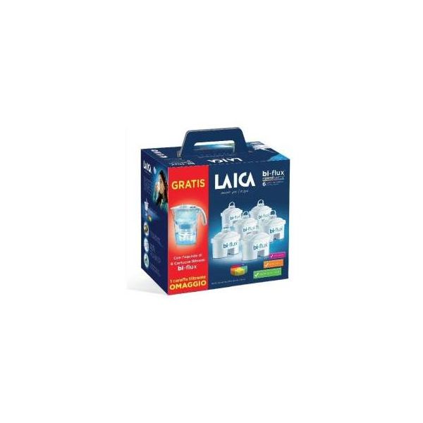 Laica Kit 6 filtri + caraffa filtrante stream line bianca