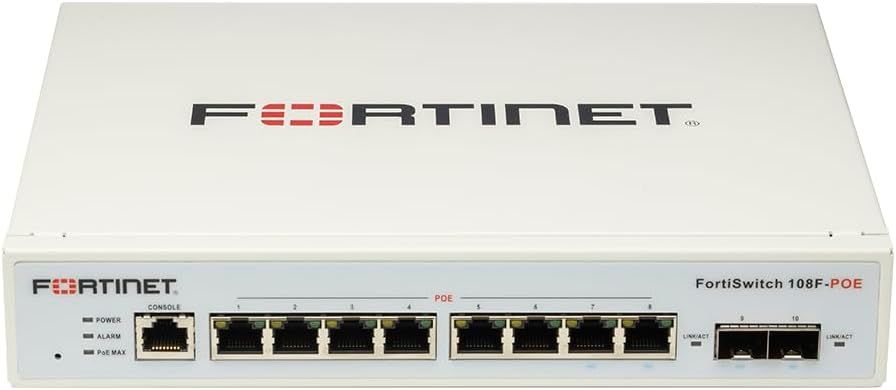 Fortiswitch-108f-fpoe switch l2+ management con 8 porte ge + 2 p. sfp + 1 p. poe - power budget 130w - FS-108F-FPOE