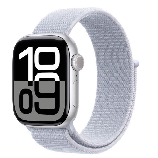 Aw s10 gps 46mm silver aluminium case with blue cloud sport loop - MWWN3QL/A