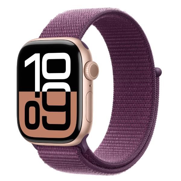 Aw s10 gps + cellular 46mm rose gold aluminium case with plum sport loop - MWY83QL/A
