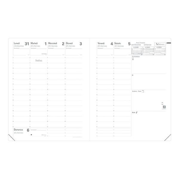 Agenda settimanale 2023 quo vadis presidente 21x27 cm - rivest. sintetico lucido madera nero 01630323mq - 118072