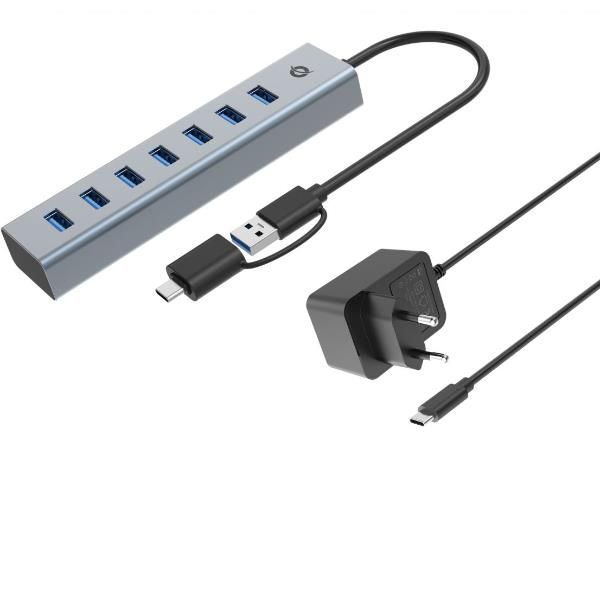 Conceptronic hubbies21gp hub di interfaccia usb 3.2 gen 1 (3.1 gen 1) type-a 5000 mbit/s grigio
