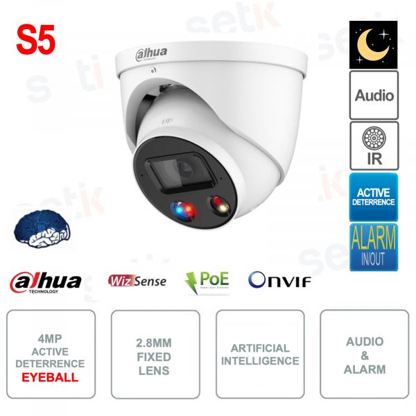 Camera ip 4mp ai eyeball dual light ir50m ip67 12v poe microsd 2.7-13.5 - IPC-HDW3449T-ZS-IL