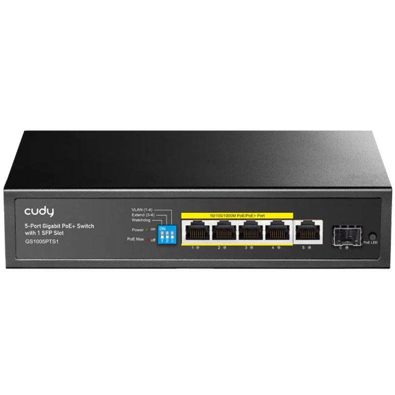 CUDY GS1005PTS1 - 5-PORT GIGABIT POE+ SWITCH WITH 1 SFP PORT