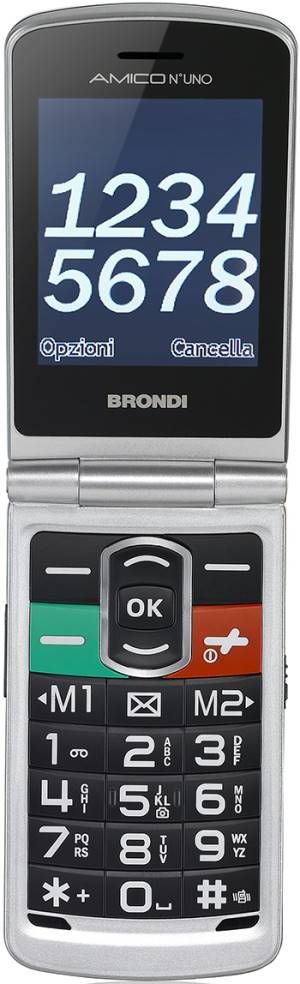 Image of BRONDI Amico N°Uno Senior Phone Dual Sim Display 3 Fotocamera 1,8MP RadioFM e Bluetooth +Tasto SOS Argento