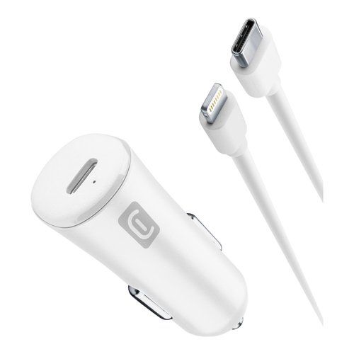 Cellularline usb-c car charger kit 20w - usb-c to lightning - iphone 8 or later caricabatterie da auto usb-c 20w per la carica alla massima velocità d