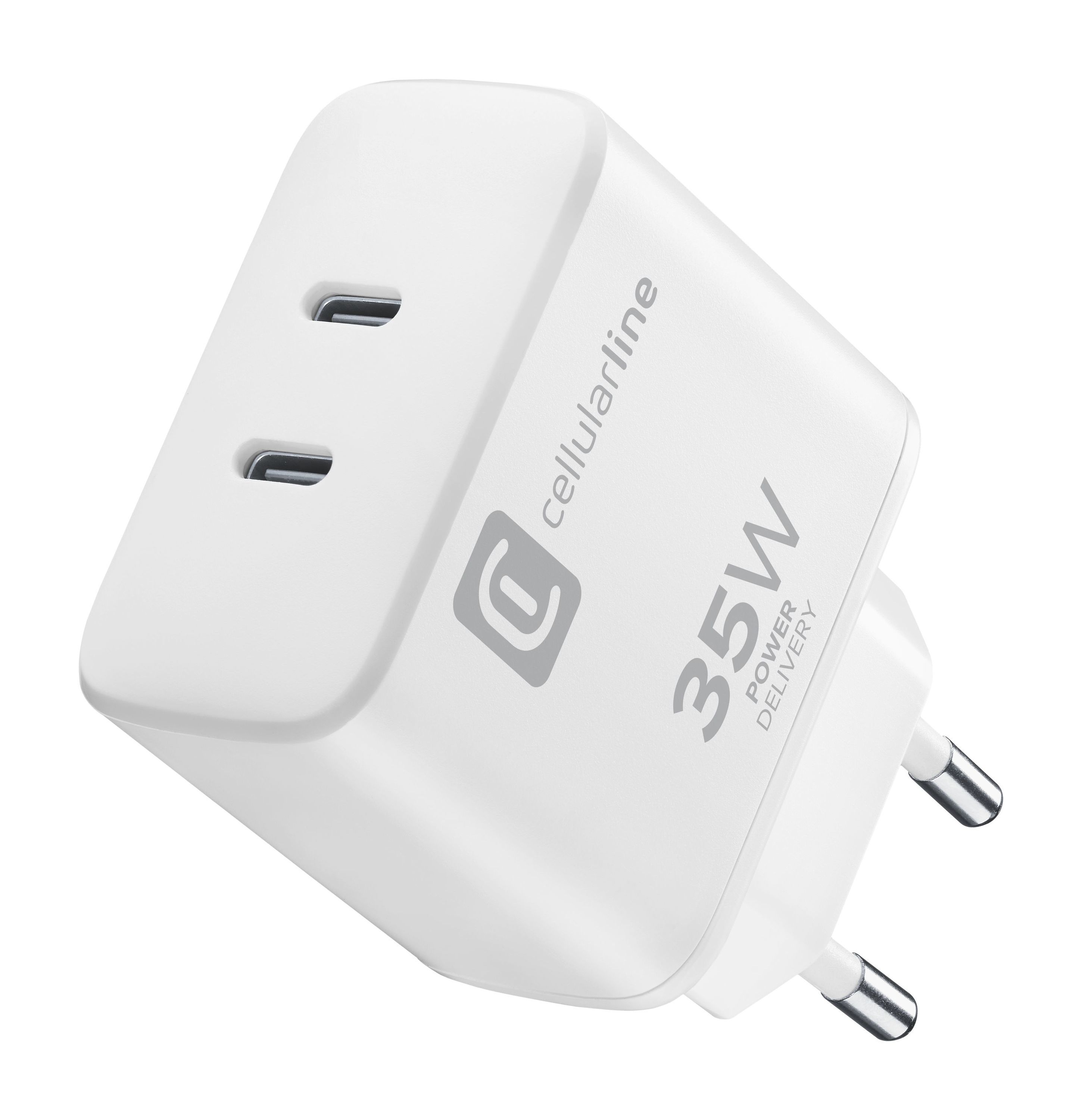 Cellularline dual charger 35w caricabatterie da rete power delivery 35w con doppia porta usb-c - ACHIPHUSB2PD35WW