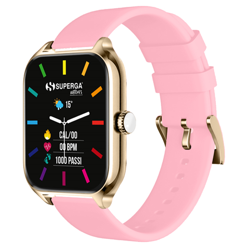 Smartwatch superga alluminio gold quadrata silicone pink f. swt-stc007